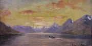 Knud Bergslien Nordnorsk fjordidyll Spain oil painting artist